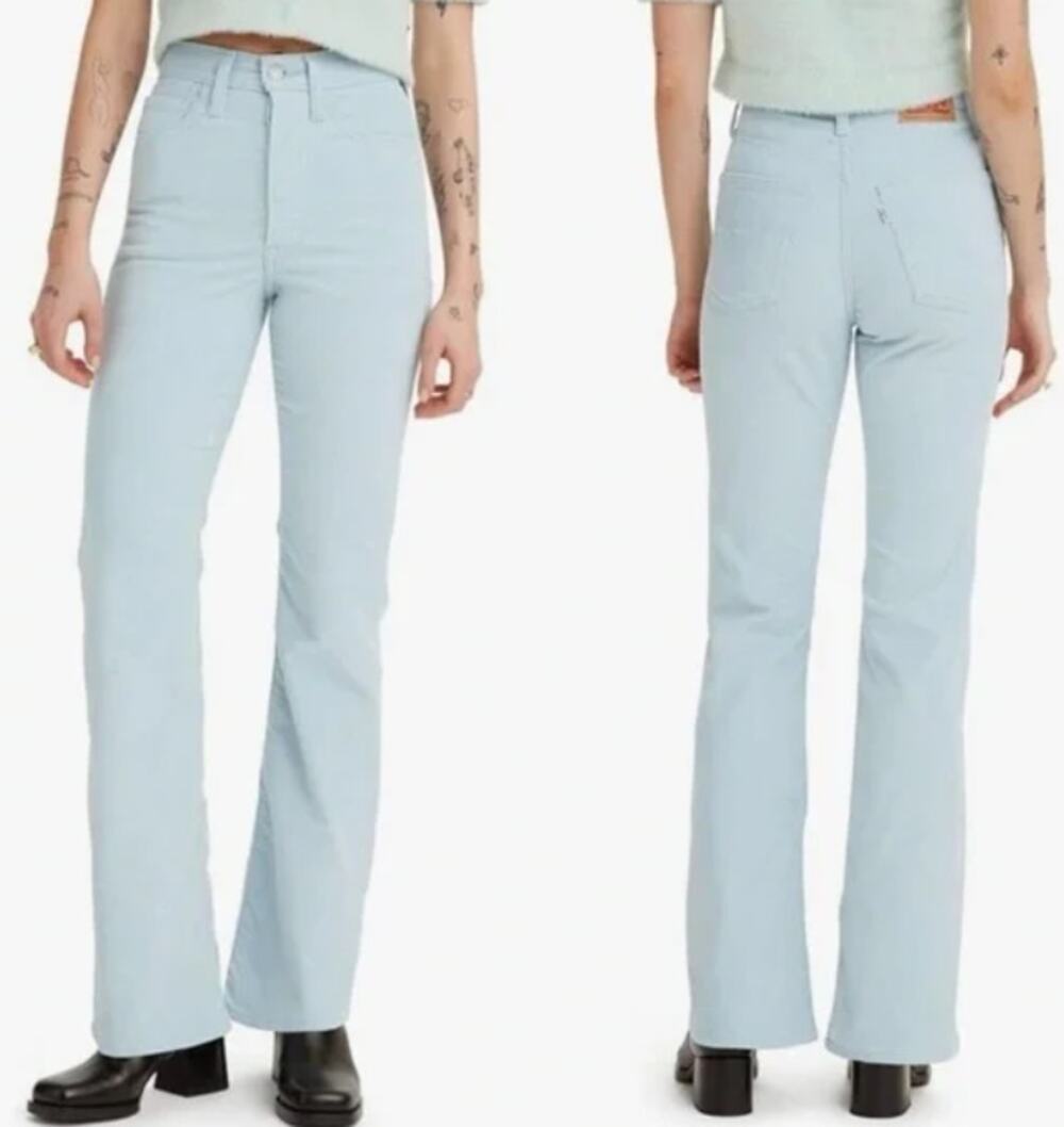 Levi's RIBCAGE Bootcut Super High Rise Corduroy Jeans Blue 32 x 33 NWT $79.50